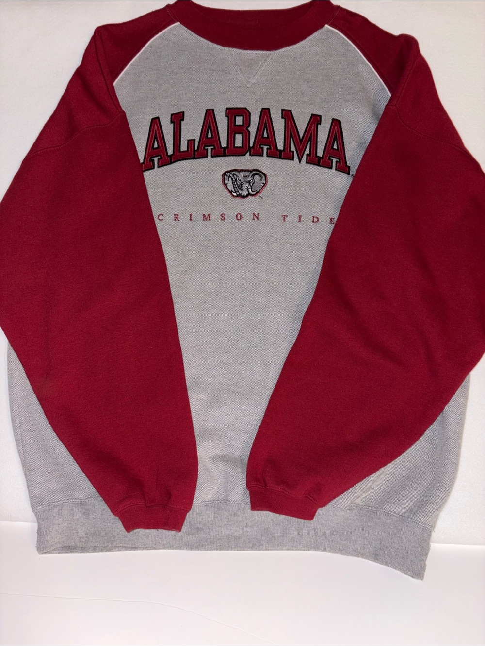 Alabama Crimson Tide Two-Tone Crewneck Sweatshirt - Gray & Crimson